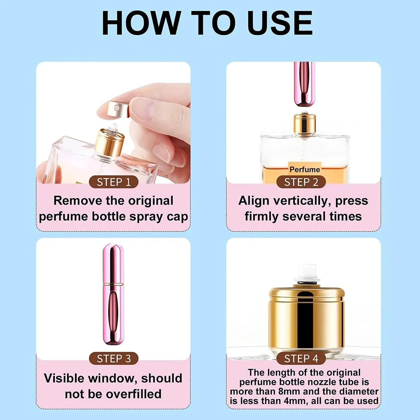 Mini Portable Perfume Empty Spray Bottle (Mix Color) - Cart Sathi