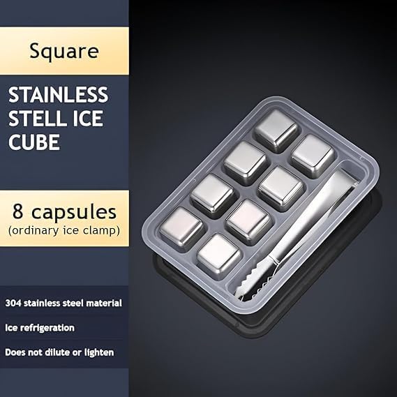 Stainless Steel Ice Cubes Pack of 8