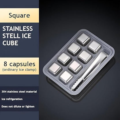 Stainless Steel Ice Cubes Pack of 8