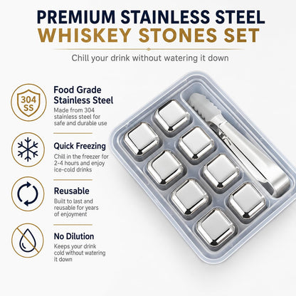 Stainless Steel Ice Cubes Pack of 8
