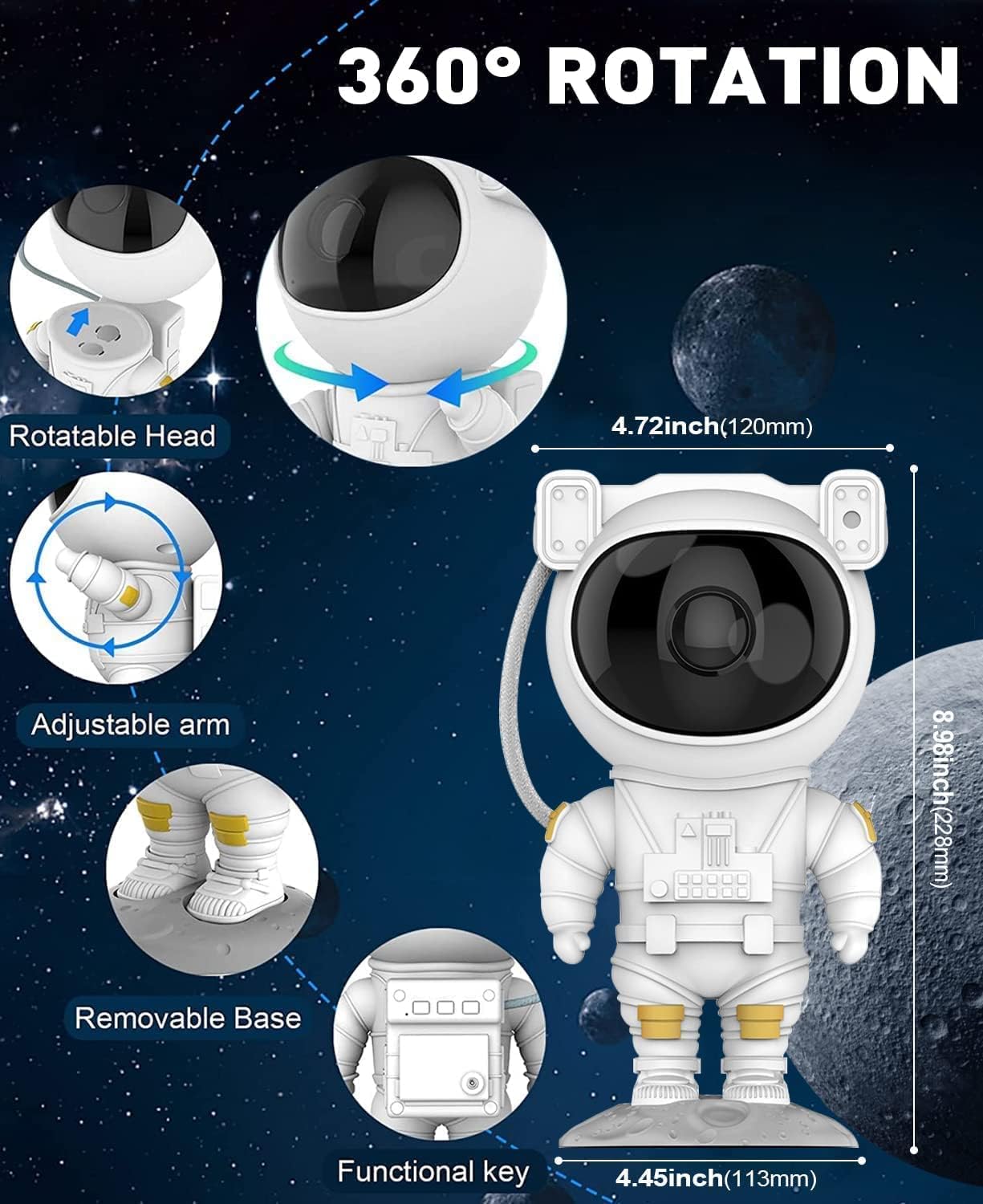 Astronaut Galaxy 360° Projector Night Light
