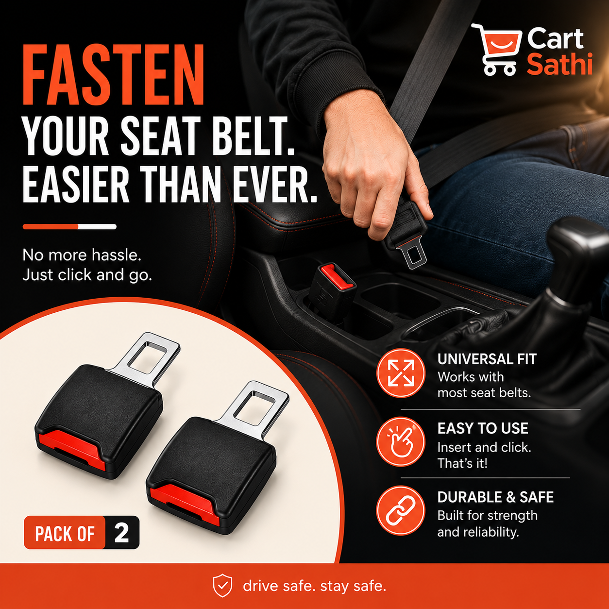 Universal Car Seat Buckle Extension Clip