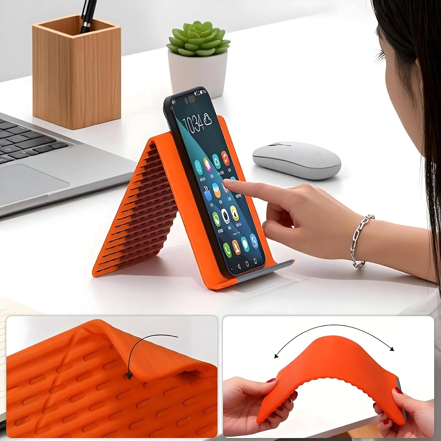 Portable Foldable Silicone Aluminum Phone Holder