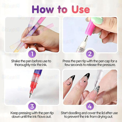 12 Colors Nail Art Pens Set