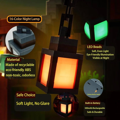 Minecraft Lantern Lamp (16-Color RGB Wall Light with Remote)
