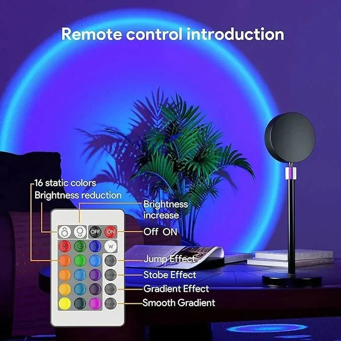 Sunset Lamp Projection 16 Colours Changing Night Light With Remote - Cart Sathi