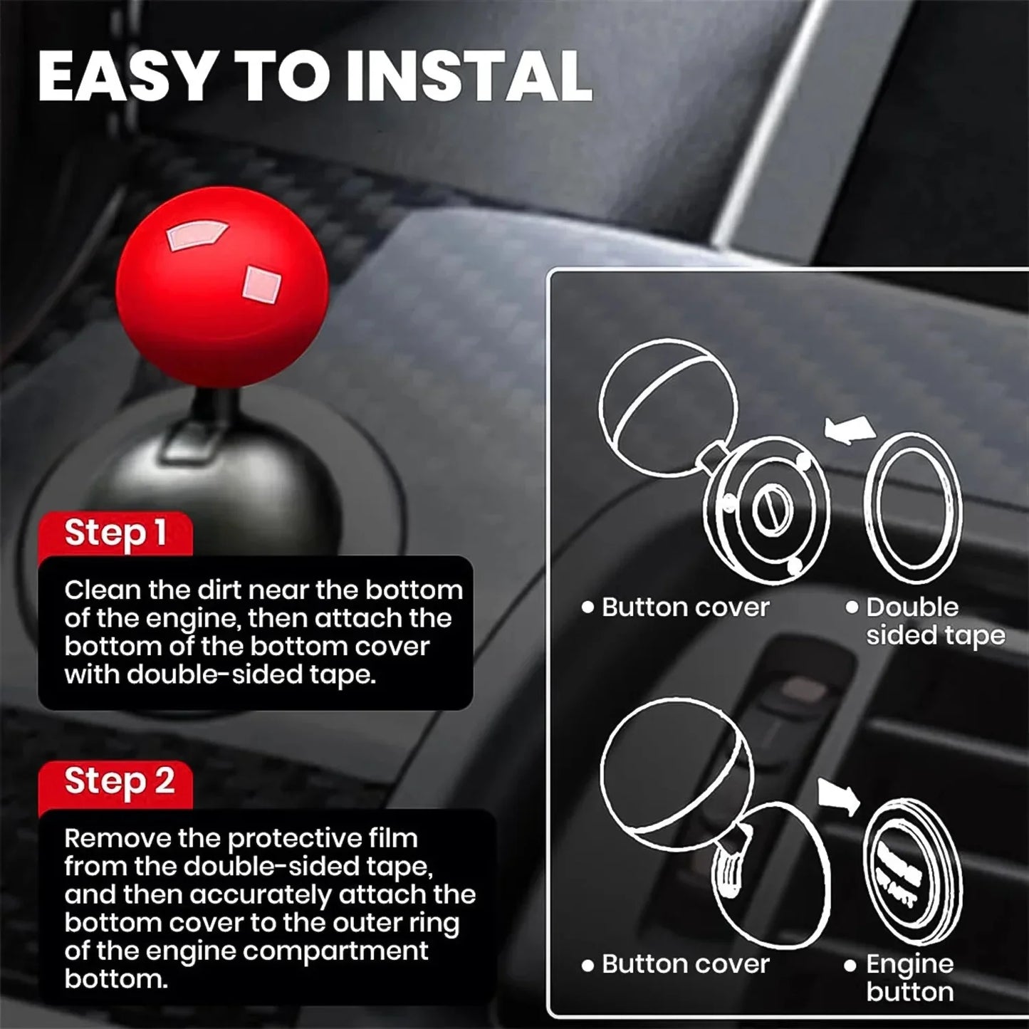 Stylish Push Start Button Accessory for Cars - Cart Sathi