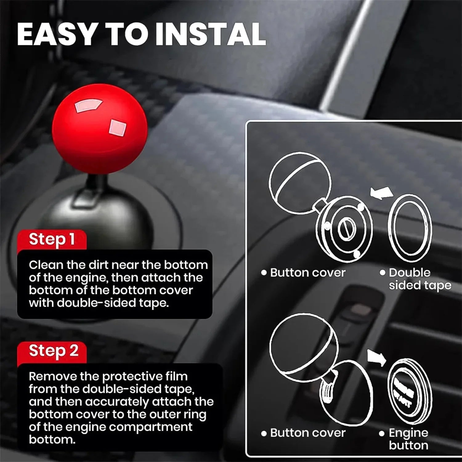 Stylish Push Start Button Accessory for Cars - Cart Sathi