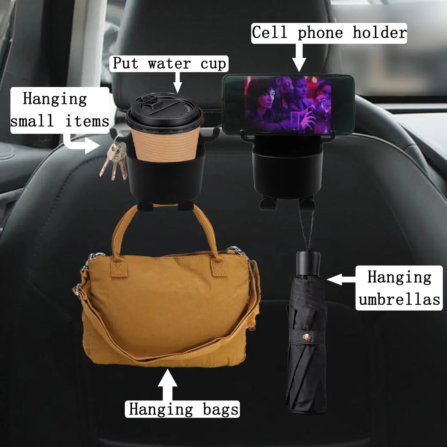 Car Headrest Backseat Organizer 3 in 1 - Cart Sathi