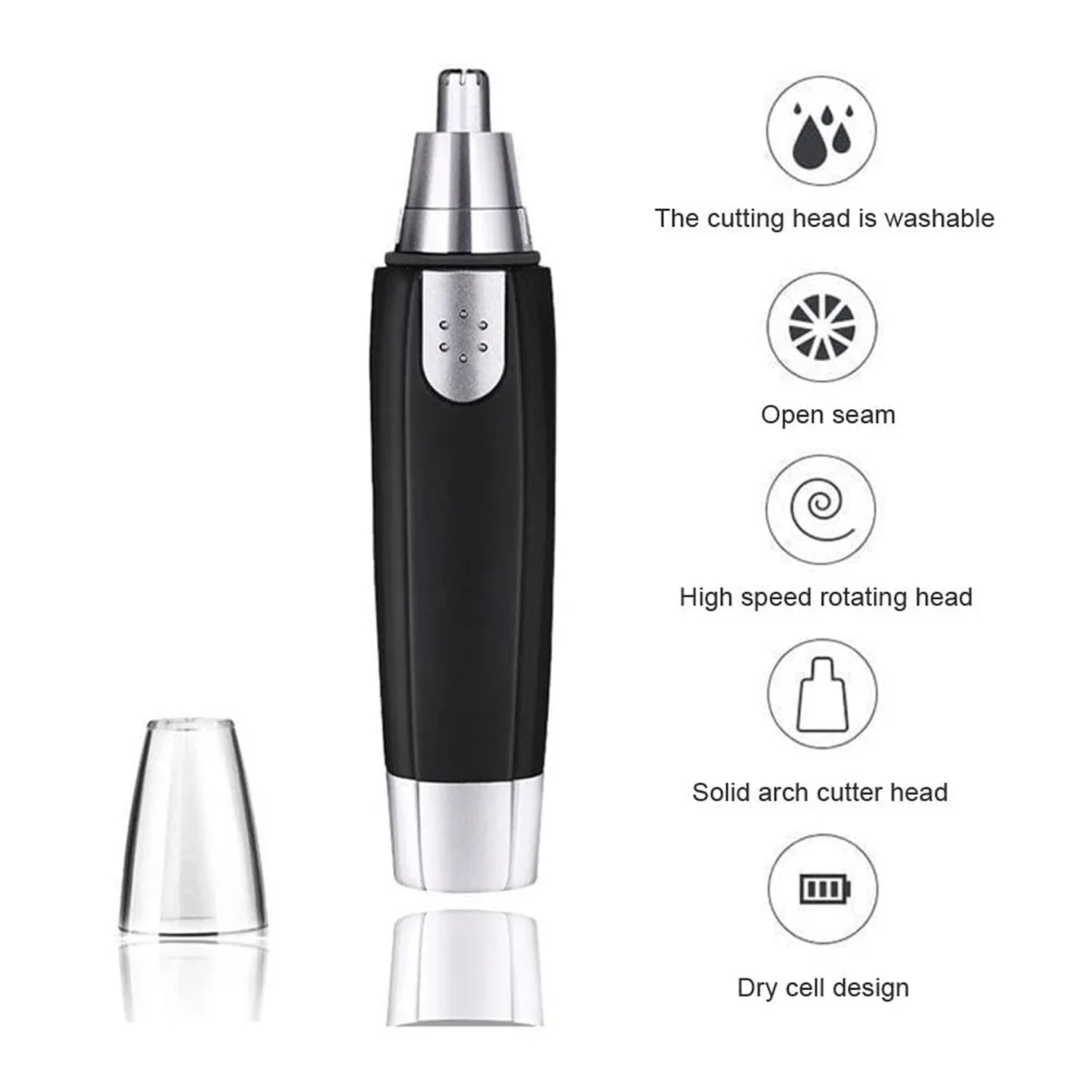 Sharp Steel Battery-Operated Ear and Nose Hair Trimmer - Cart Sathi