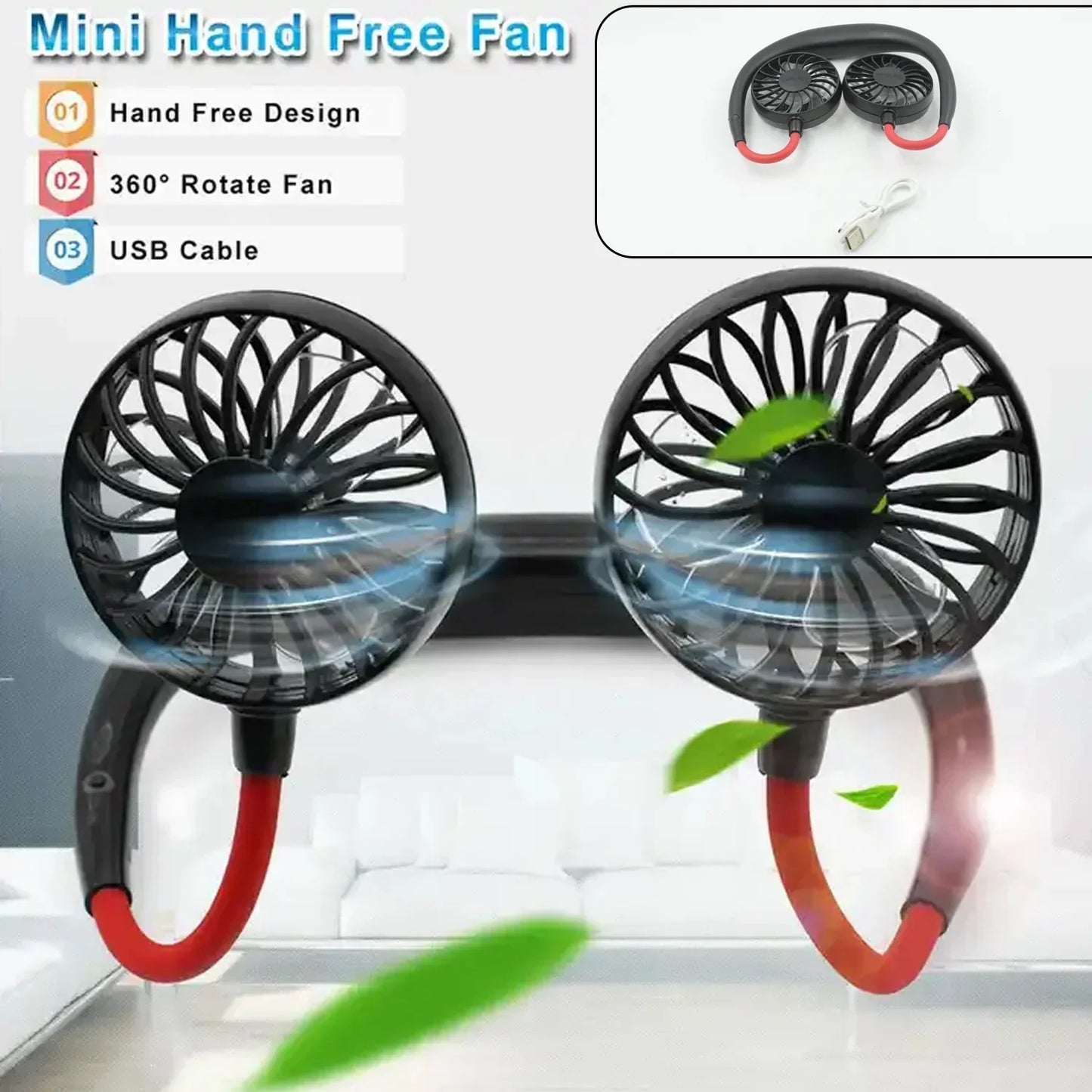 Hands Free Rechargeable Neckband Cooling Fan - Cart Sathi