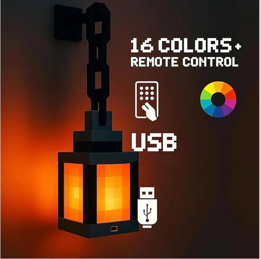 Minecraft Lantern Lamp (16-Color RGB Wall Light with Remote)