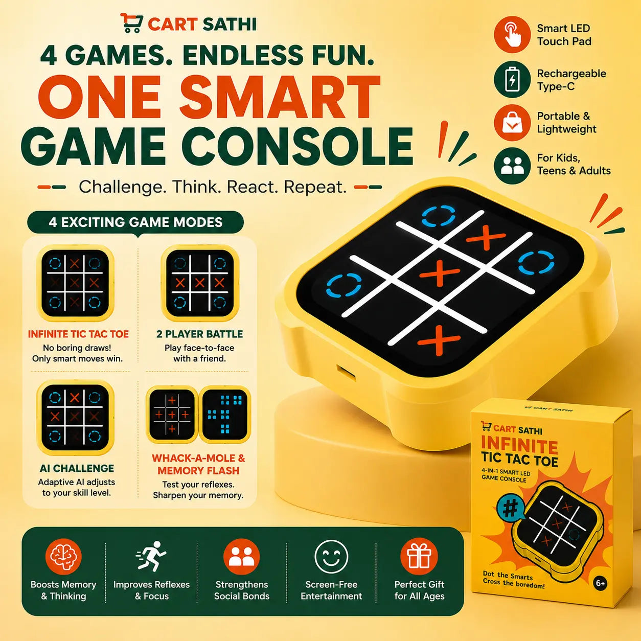 Infinite Tic Tac Toe Game